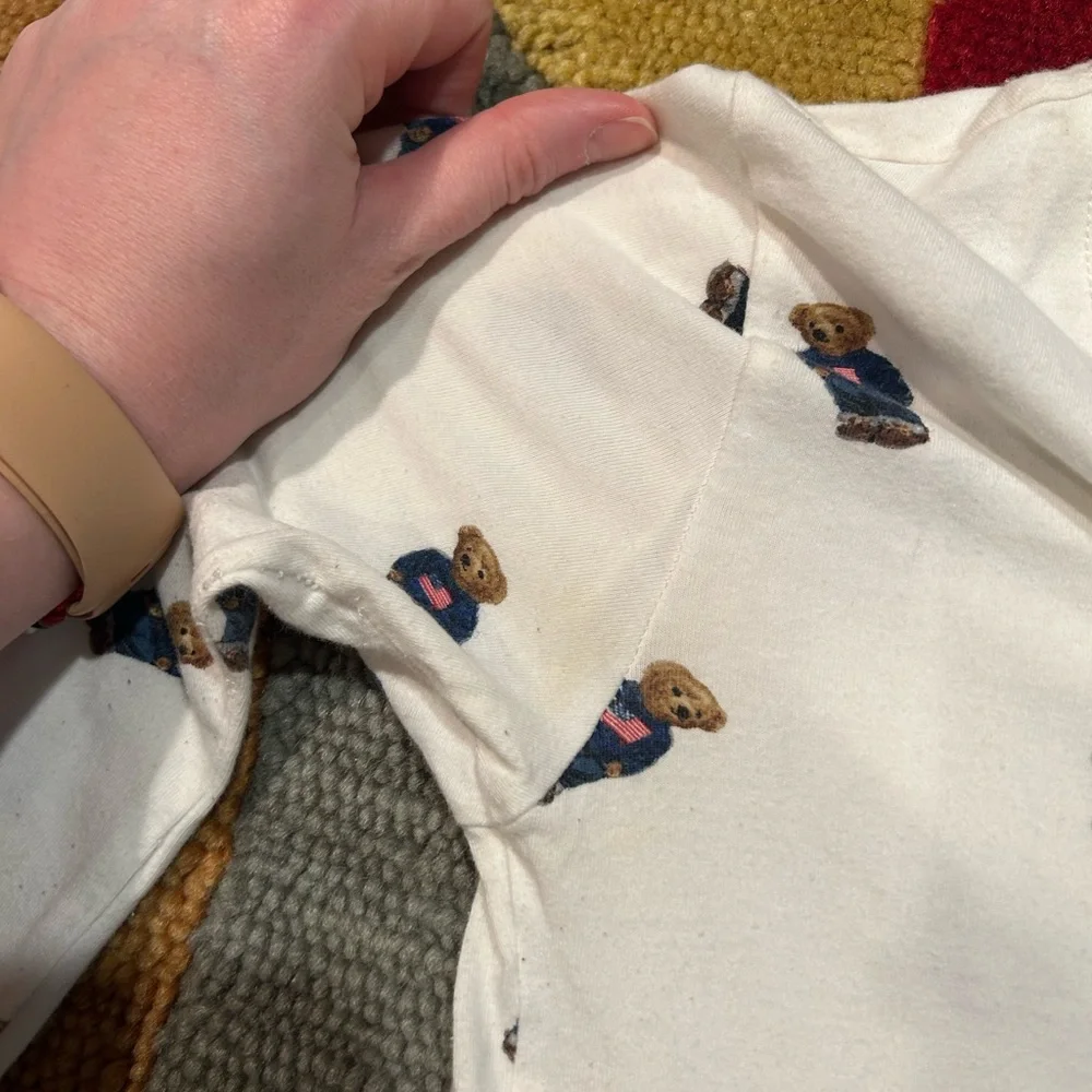 Polo Ralph Lauren Polo Bear Print Pajama Long Sleeve T Shirt Kids Girls Size 14